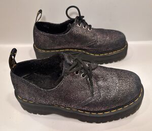 Dr. Martens 1461 Quad FL Shoes Womens Size 9 Glitter Platform Fur Lined Oxford